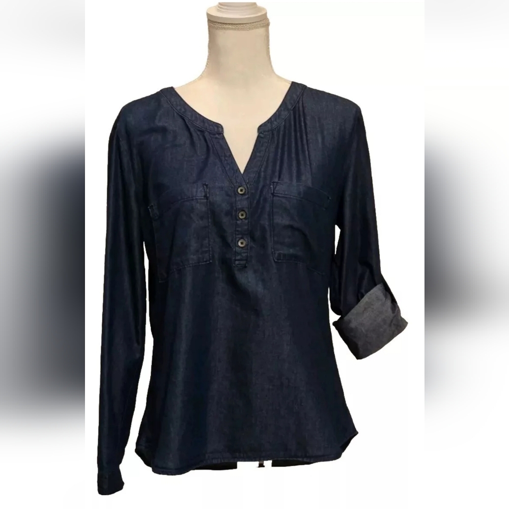 Women's Levi's Cotton Blend Tunic Style Denim Top Long Sleeve Or 3/4 Sleeve Sz M